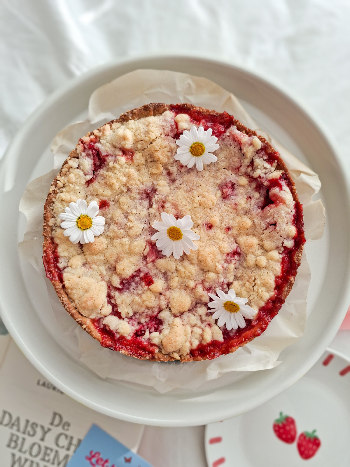 Recept Aardbeien Crumble Taart 🍓🍰